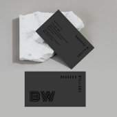 Beruflich Black Simple Modern Minimal Monogram Visitenkarte