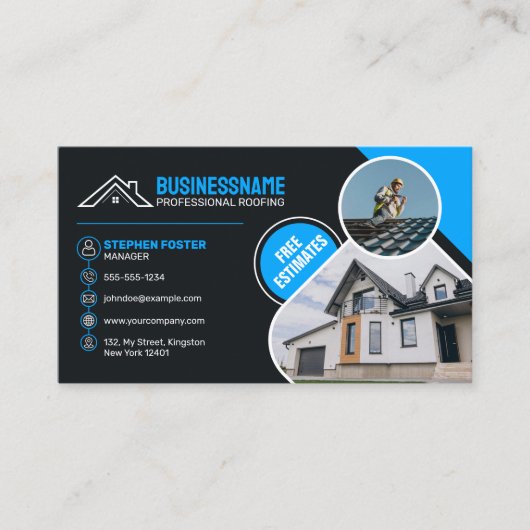 Beruflich Blue Dofing Real Anwesens Shingles Visitenkarte (Vorderseite)