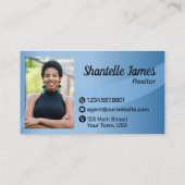 Beruflich-Blue-Foto-QR-Code Visitenkarte (Rückseite)