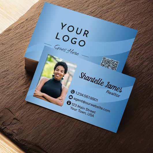 Beruflich-Blue-Foto-QR-Code Visitenkarte