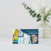 Beruflich Blue Green Reinigungsservice - Haushalts Visitenkarte (Stehend Vorderseite)