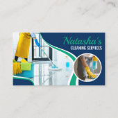 Beruflich Blue Green Reinigungsservice - Haushalts Visitenkarte (Vorderseite)