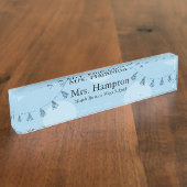 Beruflich Blue Polka Dot Teacher Namensplakette (Seite)