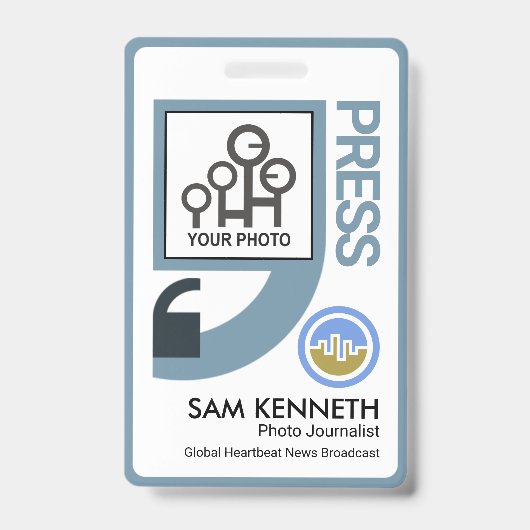 Beruflich Blue Quotation Marks Presseberichterstat Ausweis (Front)