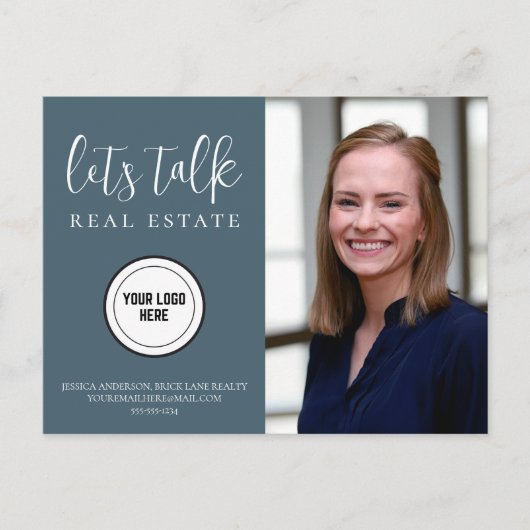 Beruflich Blue Real Anwesen Marketing Postkarte (Vorderseite)
