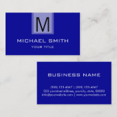 Beruflich Blue Solid Color Monogram Visitenkarte (Vorne/Hinten)