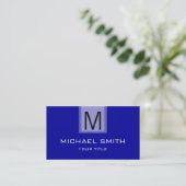 Beruflich Blue Solid Color Monogram Visitenkarte (Stehend Vorderseite)