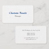 Beruflich Blue White Minimalistisch Premium Liner Visitenkarte (Vorne/Hinten)