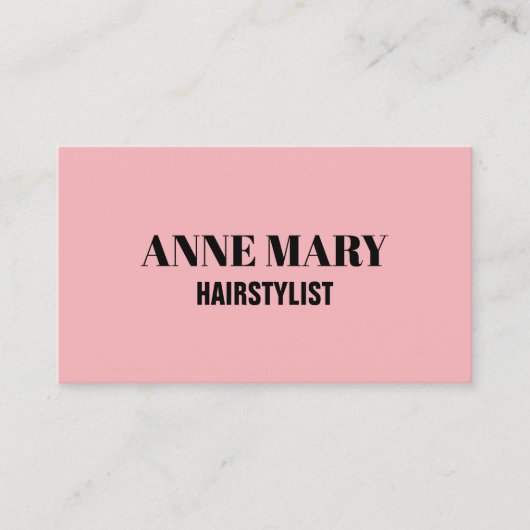 Beruflich Blush Pink Black Hair Stylist Modern Visitenkarte (Vorderseite)