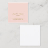 Beruflich Blush Pink Gold Elegante Luxus Schlicht Quadratische Visitenkarte (Vorne/Hinten)