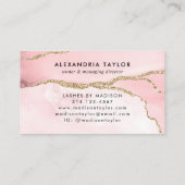 Beruflich Blush Pink Gold Glitzer Marmorhalterung Visitenkarte (Rückseite)