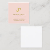 Beruflich Blush Pink Gold Monogramm Quadratische Visitenkarte (Vorne/Hinten)