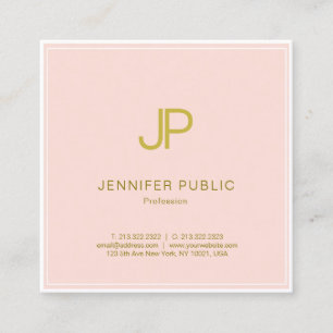 Beruflich Blush Pink Gold Monogramm Quadratische Visitenkarte