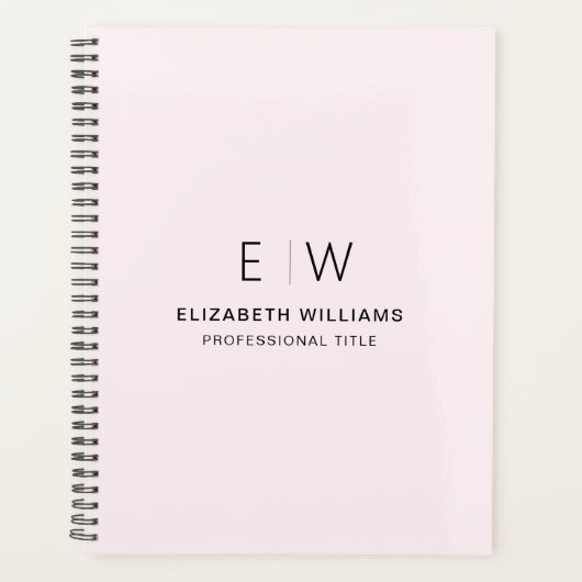 Beruflich Blush Pink Monogram Business Planer (Vorderseite)