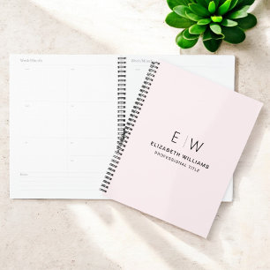 Beruflich Blush Pink Monogram Business Planer