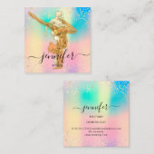 Beruflich Body Fitness Dance Gold Holograph Quadratische Visitenkarte (Vorne/Hinten)