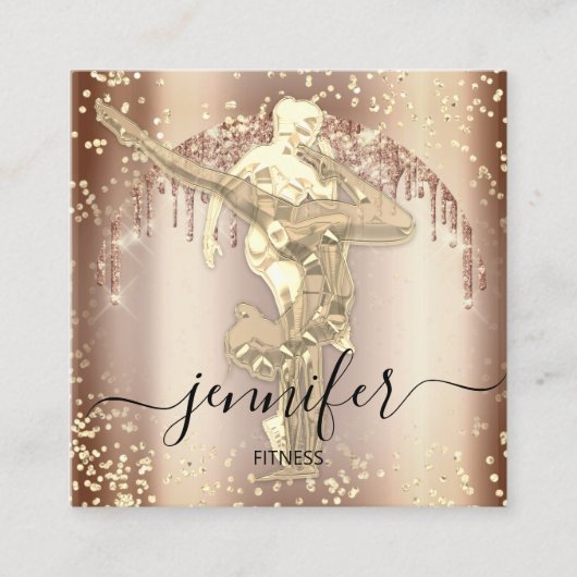 Beruflich Body Fitness Dance Rose Gold School Quadratische Visitenkarte (Vorderseite)