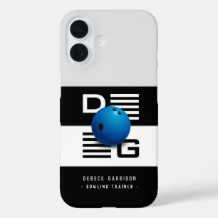 Beruflich Bowling Trainer   Initials Deep Blue iPhone 16 Hülle
