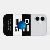Beruflich Bowling Trainer | Initials Deep Blue iPhone 16 Hülle (Rückseite (Horizontal))