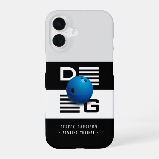 Beruflich Bowling Trainer | Initials Deep Blue iPhone 16 Hülle (Rückseite)