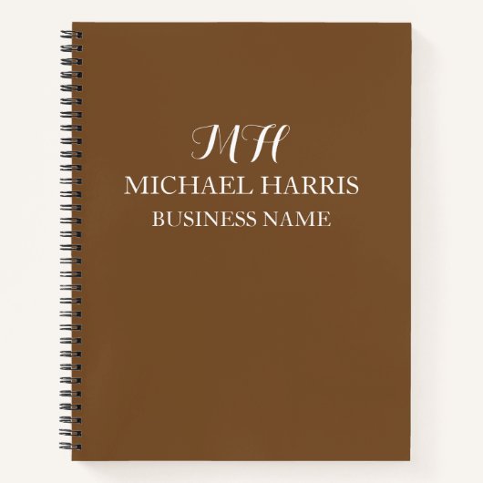 Beruflich-braune Monogram-Erstgeschäft Notizblock (Vorderseite)