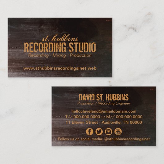 Beruflich-Brown-Grungy-Metal Visitenkarte (Vorne/Hinten)