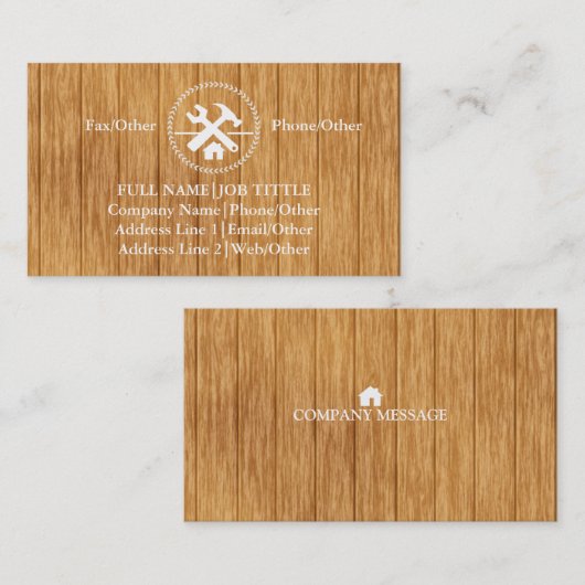 Beruflich Builder Carpenter Tools Holzbearbeitung  Visitenkarte (Vorne/Hinten)