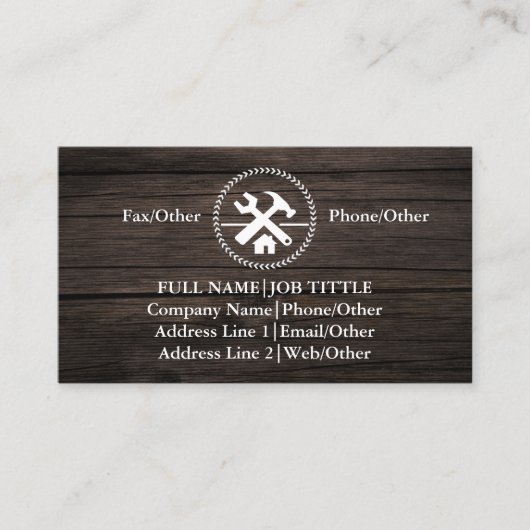 Beruflich Builder Carpenter Tools Holzbearbeitung  Visitenkarte (Vorderseite)