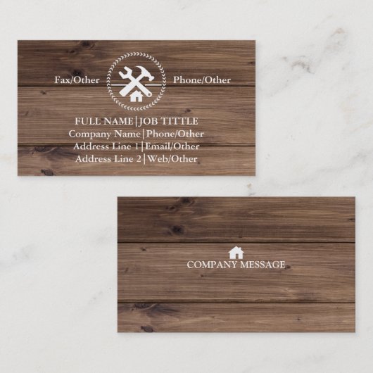 Beruflich Builder Carpenter Tools Holzbearbeitung Visitenkarte (Vorne/Hinten)