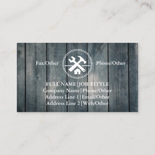 Beruflich Builder Carpenter Tools Holzbearbeitung  Visitenkarte (Rückseite)