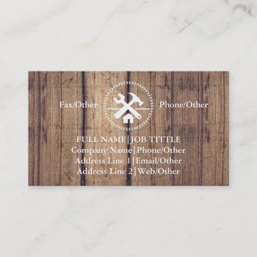 Beruflich Builder Carpenter Tools Holzbearbeitung  Visitenkarte (Vorderseite)