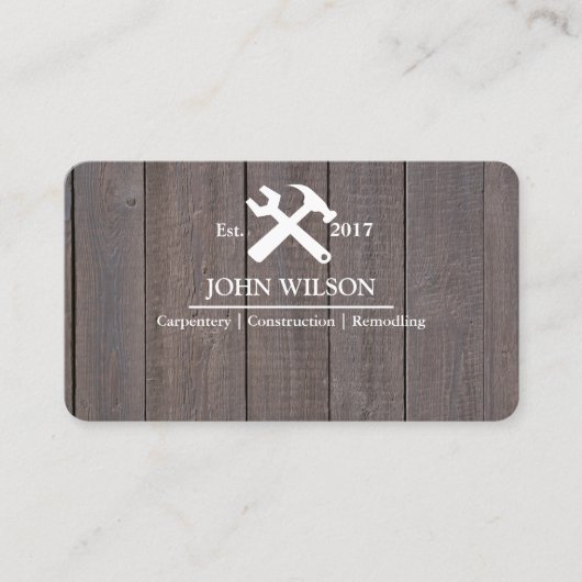 Beruflich Builder Carpenter Tools Holzbearbeitung Visitenkarte (Vorderseite)