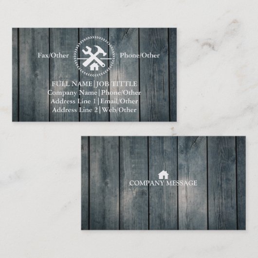 Beruflich Builder Carpenter Tools Holzbearbeitung Visitenkarte (Vorne/Hinten)