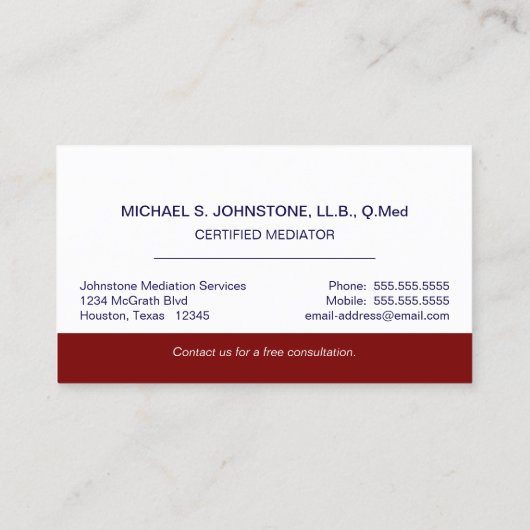 Beruflich Business Blue Red Handshake Visitenkarte (Rückseite)