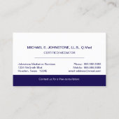 Beruflich Business Blue White Handshake Visitenkarte (Rückseite)