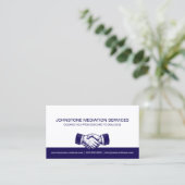 Beruflich Business Blue White Handshake Visitenkarte (Stehend Vorderseite)