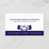 Beruflich Business Blue White Handshake Visitenkarte (Vorderseite)