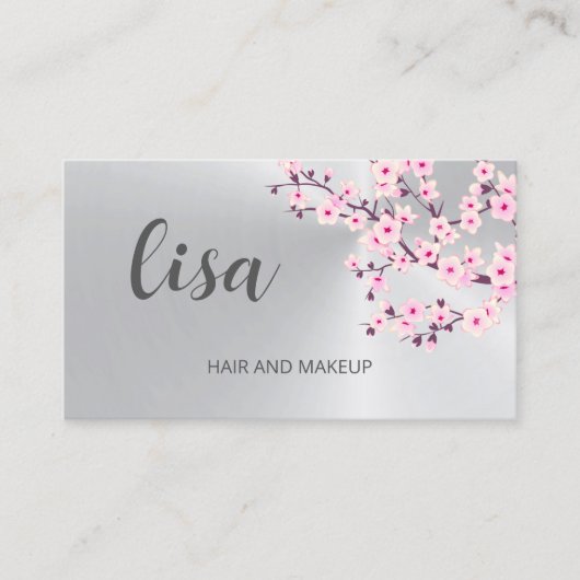 Beruflich Cherry Blossom Pink Silver Business C Visitenkarte (Vorderseite)