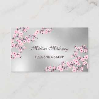 Beruflich Cherry Blossom Pink Silver Visitenkarte