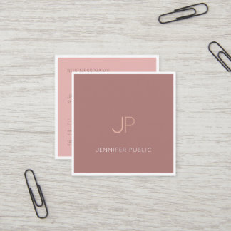 Beruflich Chic Clean Design Monogram Schlicht Luxe Quadratische Visitenkarte