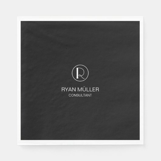 Beruflich Chic Elegant Schlicht und Monogramm Serviette (Vorderseite)