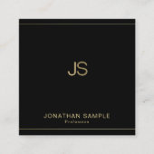 Beruflich Chic Monogram Elegant Black Gold Luxe Quadratische Visitenkarte (Vorderseite)