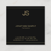 Beruflich Chic Monogram Elegant Black Gold Luxe Quadratische Visitenkarte (Rückseite)