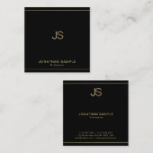 Beruflich Chic Monogram Elegant Black Gold Luxe Quadratische Visitenkarte (Vorne/Hinten)