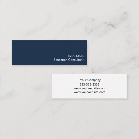 Beruflich Consultant Minimalistisch Navy Blue Mini Visitenkarte (Vorne/Hinten)