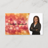 Beruflich Coral Bokeh Sparkle Custom Foto QR Visitenkarte (Vorderseite)