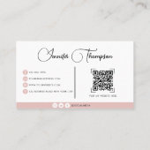 Beruflich Coy Pink Script QR Code Business Card Visitenkarte (Rückseite)