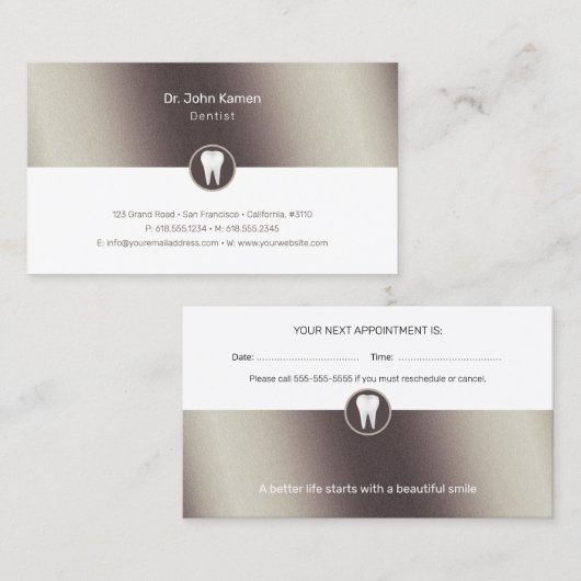 Beruflich Dental | Goldzahnarzt Terminkarte (Vorne/Hinten)