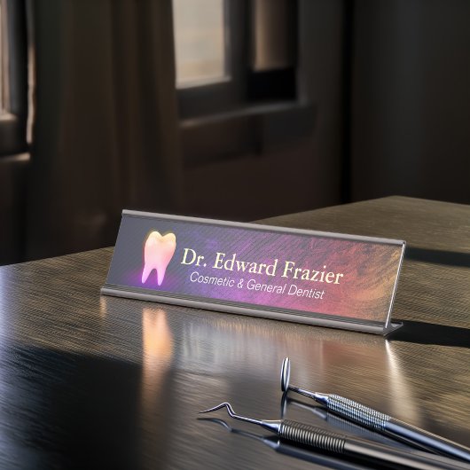 Beruflich Dentalklinik-Rose Gold-Stand Schreibtischnamensplakette