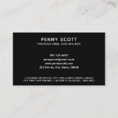 Beruflich Dog Walker Black Visitenkarte (Rückseite)